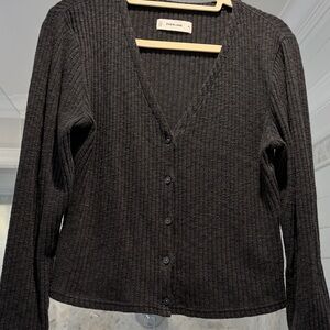 Everlane Charcoal Knit Cropped Sweater